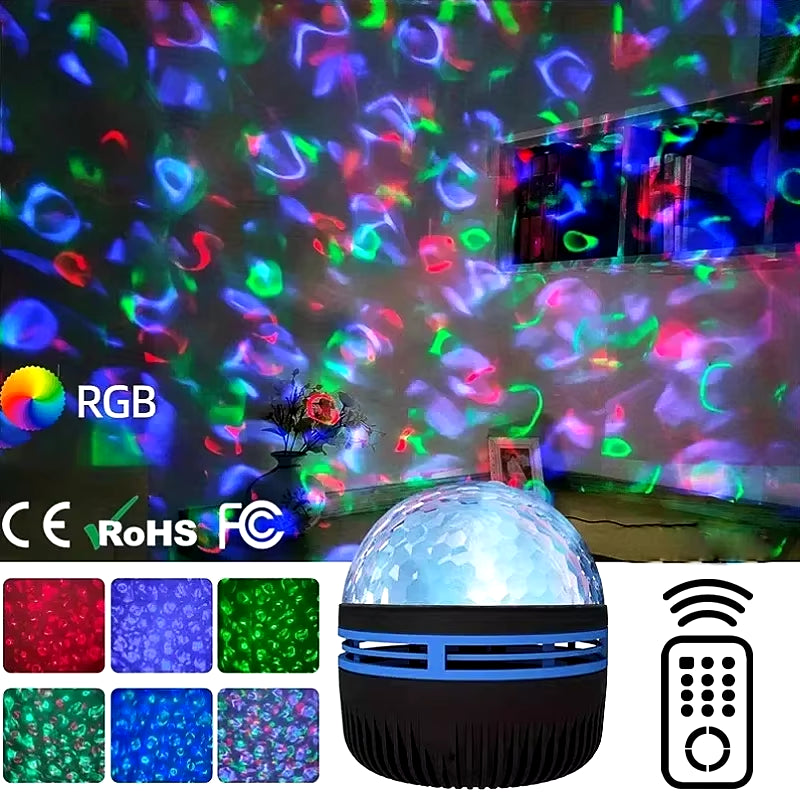 LED Starry Galaxy & Ocean Wave Projector – RGB Smart Lamp with Remote Control