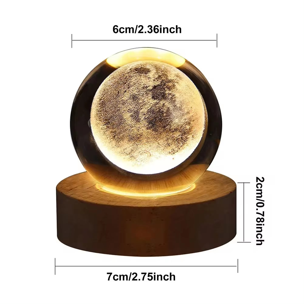 3D Crystal Ball Lamp – Galaxy & Planet Projection USB Night Light