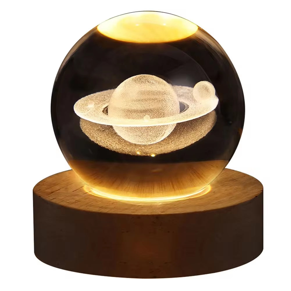 3D Crystal Ball Lamp – Galaxy & Planet Projection USB Night Light