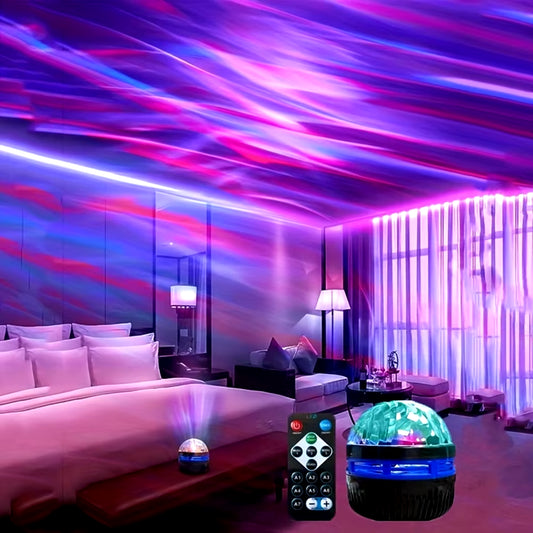 LED Starry Galaxy & Ocean Wave Projector – RGB Smart Lamp with Remote Control