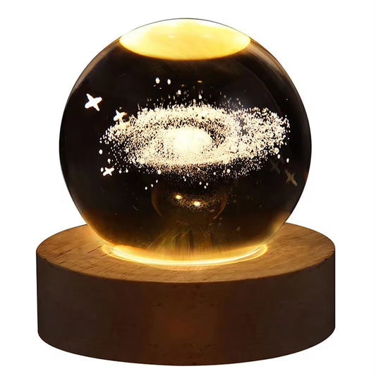 3D Crystal Ball Lamp – Galaxy & Planet Projection USB Night Light